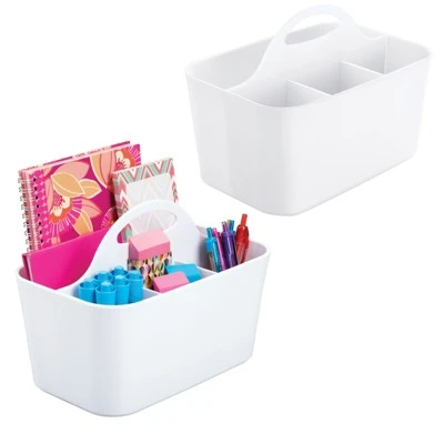 MDesign Plastic Office Storage Organizer Caddy Tote, Small, 2 Pack - Image 11