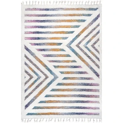 NuLOOM Bristol High-Low Geometric Tassel Area Rug - Image 10
