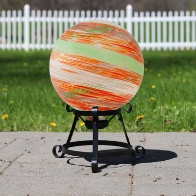 Northlight 10" Orange Swirl Designed Outdoor Garden Gazing Ball - Image 2