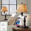 Regency Hill Corey Bronze Swing Arm USB Desk Lamps Set Of 2 With Socket