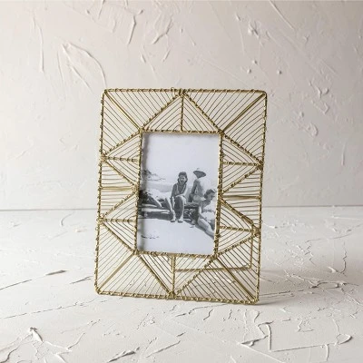 5X7 Inch Geo Picture Frame Brass Metal & Glass By Foreside Home & Garden