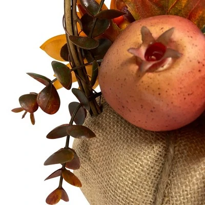 Northlight 9" Mixed Autumn Harvest Flora In A Pumpkin Basket Decoration - Image 3