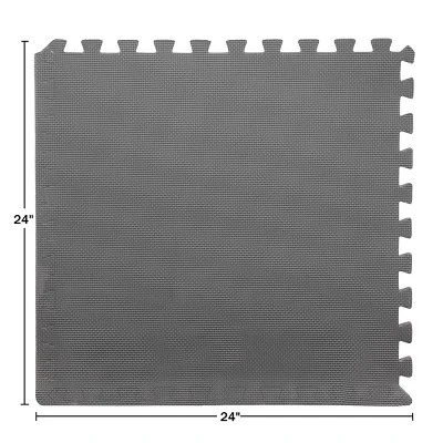 Foam Flooring Tiles - 12-Pack Interlocking EVA Foam Pieces - Non-Toxic Floor Padding For Playroom Gym Or Basement By Stalwart (Gray)