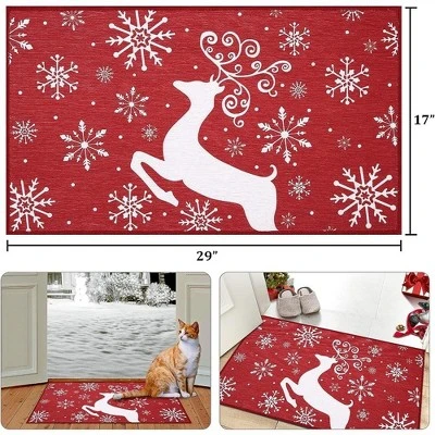 Trinity Christmas Deer Decorative Doormat Xmas Holiday Welcome Door Mat, 17" X 29" - Image 2