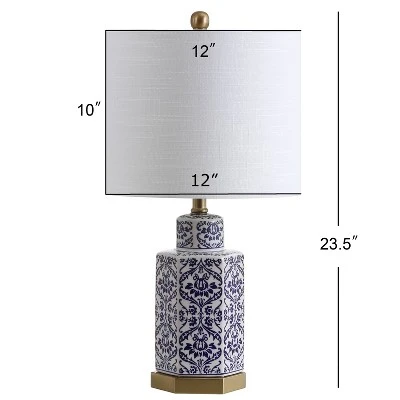 23.5" Ceramic/Metal Diana Ginger Jar Table Lamp (Includes LED Light Bulb) Blue - JONATHAN Y - Image 3