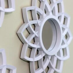 Northlight Set Of 3 Arched Floral Matte White Wall Mirrors 9.5"