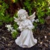Northlight 6.5" Angel Girl Holding Flower Outdoor Garden Statue