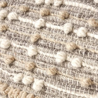 Bonita Large Contemporary Wool And Cotton Pouf Ottoman White/Beige - Christopher Knight Home - Image 4