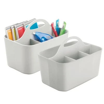 MDesign Plastic Office Storage Organizer Caddy Tote, Small, 2 Pack - Image 12