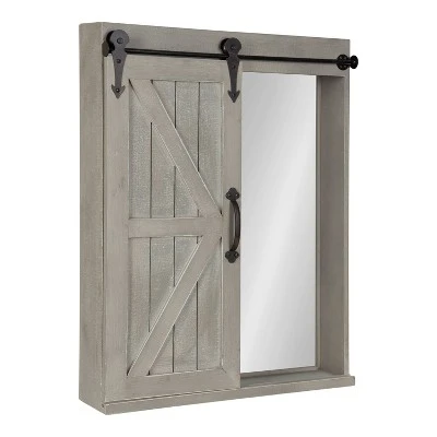 Decorative Wood Wall Storage Cabinet With Vanity Mirror Rustic Gray - Kate & Laurel All Things Decor - Image 5