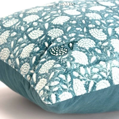 14"x26" Oversized Dandelions Lumbar Throw Pillow Cover Teal Blue - Rizzy Home