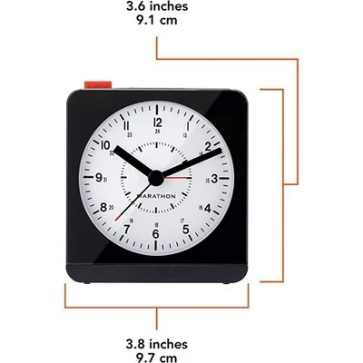 Marathon Analog Classic Sleek & Stylish Desk Alarm Clock With Auto Ambient Night Light - Image 3
