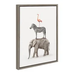 18" X 24" Slyvie Stacked Safari Animal Framed Canvas Wall Art By Amy Peterson Gray - Kate And Laurel