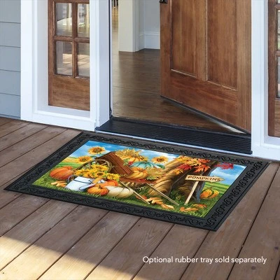 Pumpkin Cart Autumn Doormat Sunflowers Watering Can 30" X 18" Briarwood Lane - Image 2