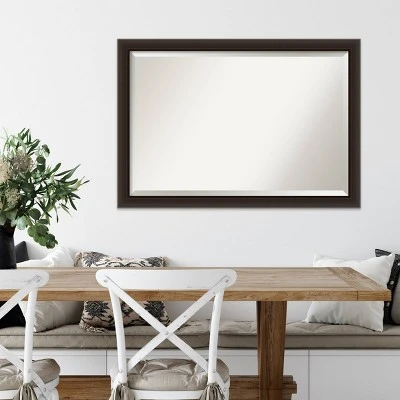 40" X 28" Beveled Romano Espresso Narrow Wood Wall Mirror - Amanti Art - Image 6