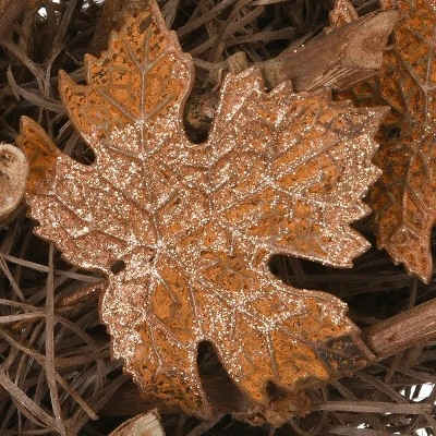 National Tree Company18" Harvest Brown Maple Leaves Wreath - Image 2