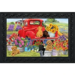 Spring Day Puppies Doormat Dogs Indoor Outdoor 30" X 18" Briarwood Lane