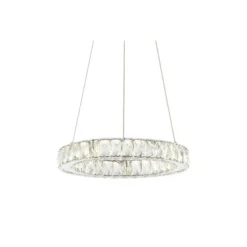 15.75" Metal/Crystal Adjustable Reese Pendant (Includes Energy Efficient Light Bulb) Chrome - JONATHAN Y