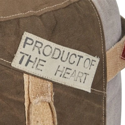 Canvas Pouf With Star Motif Brown - Olivia & May - Image 7