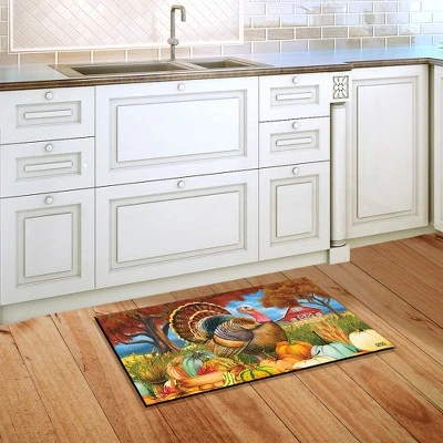 Turkey And Pumpkins Fall Doormat Thanksgiving Farm Autumn 30" X 18" Briarwood Lane - Image 3