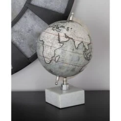 13" X 9" Contemporary Decorative Globe With Iron And Ceramic Stand White - Olivia & May