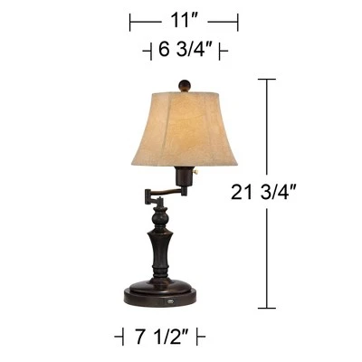 Regency Hill Corey Bronze Swing Arm USB Desk Lamps Set Of 2 With Socket - Image 8