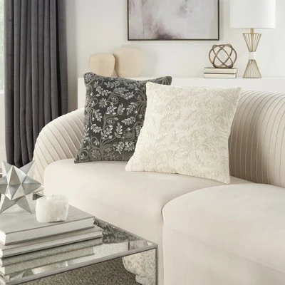 Mina Victory Luminescence Beaded Flowers Indoor Throw Pillow - Image 2