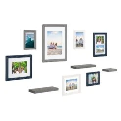 10pc Bordeaux Frame Coastal Finishes Box Set White/Black/Natural Wood - Kate & Laurel All Things Decor