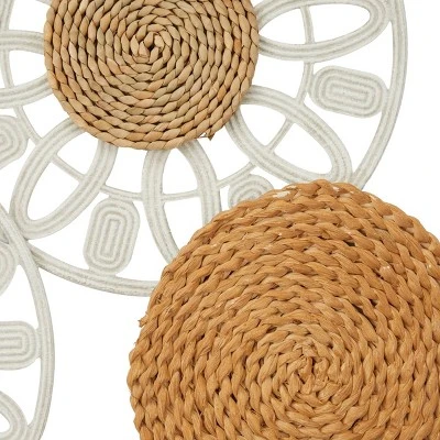 Seagrass Plate Cut-out Wall Decor With Metal Relief Brown - Olivia & May - Image 4
