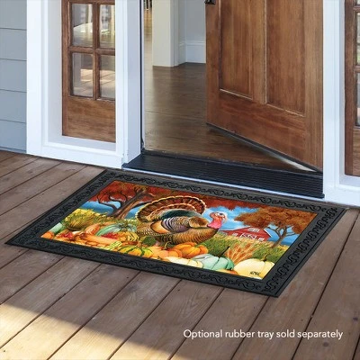 Turkey And Pumpkins Fall Doormat Thanksgiving Farm Autumn 30" X 18" Briarwood Lane - Image 2