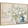 33" X 23" White Bouquet By Julia Purinton Framed Canvas Wall Art Print - Amanti Art