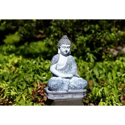Techko Maid Meditating Resin Buddha Solar Outdoor Garden Statue Decor With Spotlight - Image 8