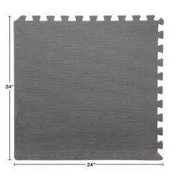 Foam Flooring Tiles 24-Pack Interlocking EVA Foam Pieces Non-Toxic Floor Padding For Playroom Gym Or Basement By Stalwart (Gray)
