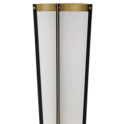 Possini Euro Design Mid Century Modern Torchiere Lamp 4-Light 68" Tall Antique Brass Off White Linen Cone Shade Living Room Office Uplight - Image 2