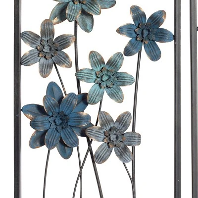 Metal Floral Wall Decor With Black Frame Set Of 2 Gray - Olivia & May - Image 5
