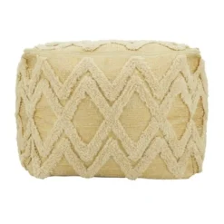 Saro Lifestyle Tufted Pouf With Foil Print Design