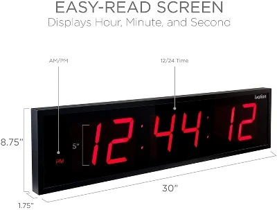 Ivation Large Digital Wall Clock, 24-Inch Big LED Display