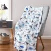 Kate Aurora Juvi Essentials Ultra Soft & Plush White & Blue Multi Dinosaur Fleece Accent Throw Blanket - 50 In. W X 60 In. L