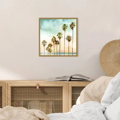 16" X 16" Beach Palms I By Devon Davis Framed Canvas Wall Art - Amanti Art - Image 4