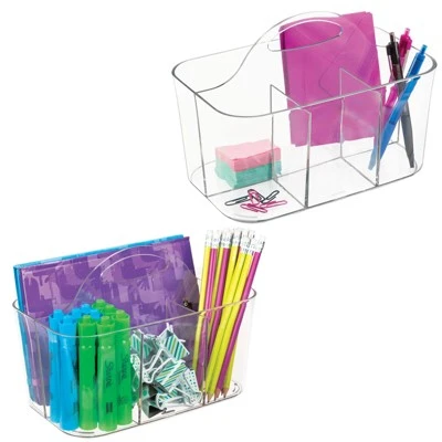 MDesign Plastic Office Storage Organizer Caddy Tote, Small, 2 Pack - Image 10