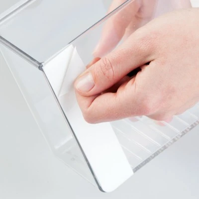 MDesign Modern Plastic Adhesive Storage Bin Container For Office, 2 Pack - Clear - Image 3