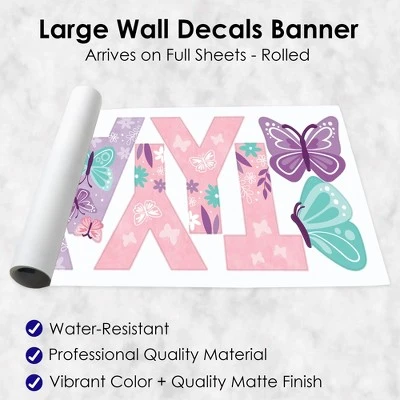 Big Dot Of Happiness Beautiful Butterfly - Peel And Stick Floral Birthday Party Large Banner Wall Decals - Happy Birthday - Image 4