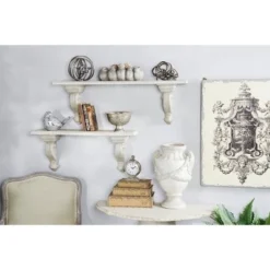 Farmhouse Wood Rectangle Wall Shelf White - Olivia & May