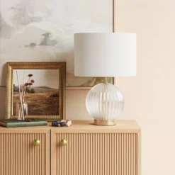 Small Ribbed Glass Lamp Base Clear - Threshold™