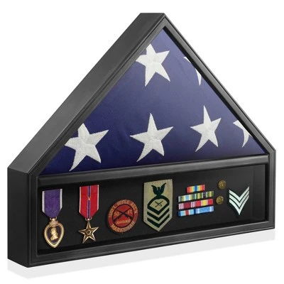 Reminded Military Medal & Burial Flag Shadow Box Display Case With Glass Insert - Image 7