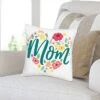 Big Dot Of Happiness Colorful Floral Happy Mother's Day - We Love Mom Party Home Decorative Canvas Cushion Case - Throw Pillow Cover - 16 X 16 Inches