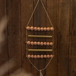 Beaded Ladder Wall Hanging Terracotta, Metal & Jute By Foreside Home & Garden