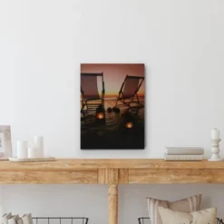 Northlight LED Lighted Sunset Beach Chairs With Lanterns Canvas Wall Art 15.75"