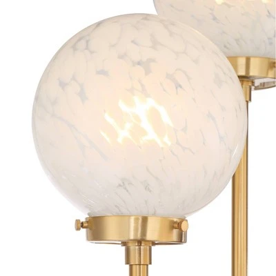 Possini Euro Design Mid Century Modern Glam Style Floor Lamp 4-Light LED 68.5" Tall Warm Gold Glass Globe Shade For Living Room House Uplight - Image 3