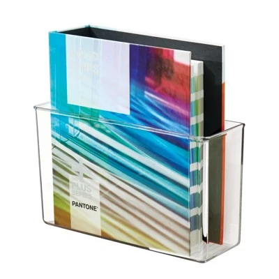 MDesign Modern Plastic Adhesive Storage Bin Container For Office, 2 Pack - Clear - Image 6